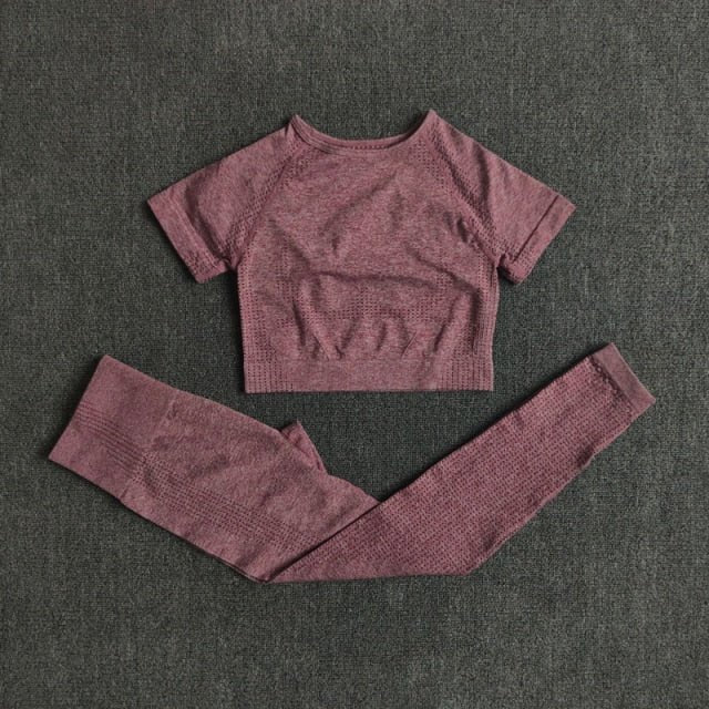 2/3/5PCS Seamless Women Yoga Set Workout Sportswear Gym Clothing Fitness Long Sleeve Crop Top High Waist Leggings Sports Suits-14