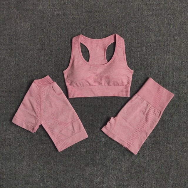 2/3/5PCS Seamless Women Yoga Set Workout Sportswear Gym Clothing Fitness Long Sleeve Crop Top High Waist Leggings Sports Suits-23