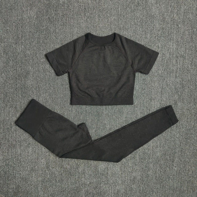 2/3/5PCS Seamless Women Yoga Set Workout Sportswear Gym Clothing Fitness Long Sleeve Crop Top High Waist Leggings Sports Suits-16