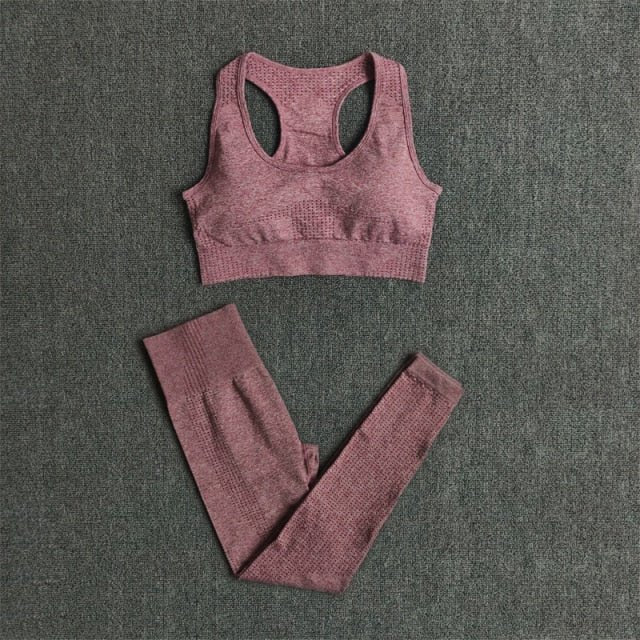 2/3/5PCS Seamless Women Yoga Set Workout Sportswear Gym Clothing Fitness Long Sleeve Crop Top High Waist Leggings Sports Suits-30