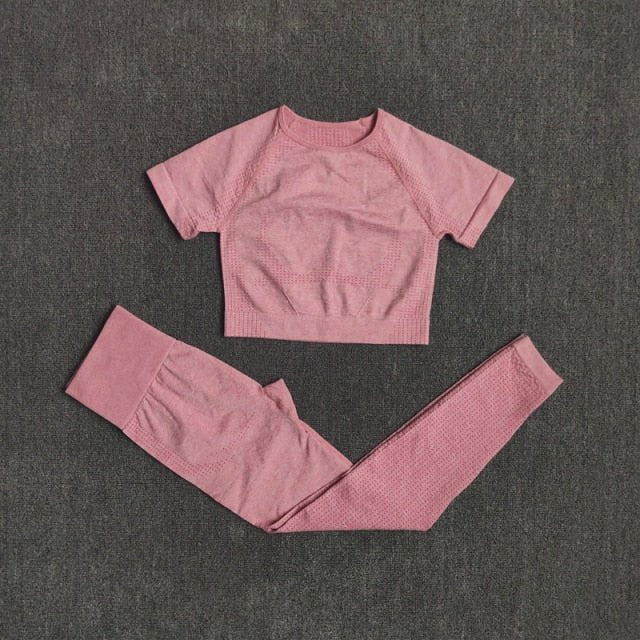 2/3/5PCS Seamless Women Yoga Set Workout Sportswear Gym Clothing Fitness Long Sleeve Crop Top High Waist Leggings Sports Suits-17