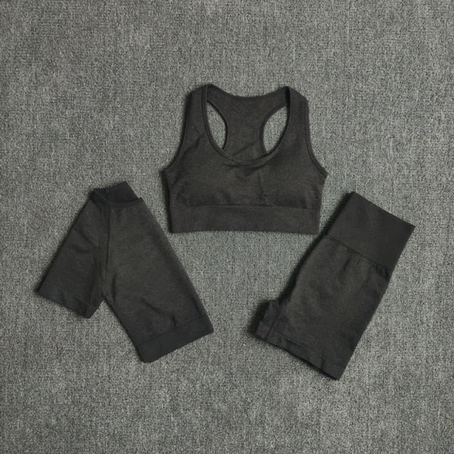 2/3/5PCS Seamless Women Yoga Set Workout Sportswear Gym Clothing Fitness Long Sleeve Crop Top High Waist Leggings Sports Suits-22