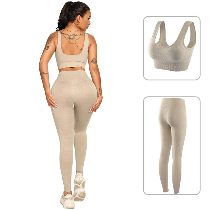 Ribbing Seamless Yoga Sets Fitness Sports Set Tank Crop Top Pants Tracksuit For Women Push Up Work Out Gym  Sportswear Outfits-0