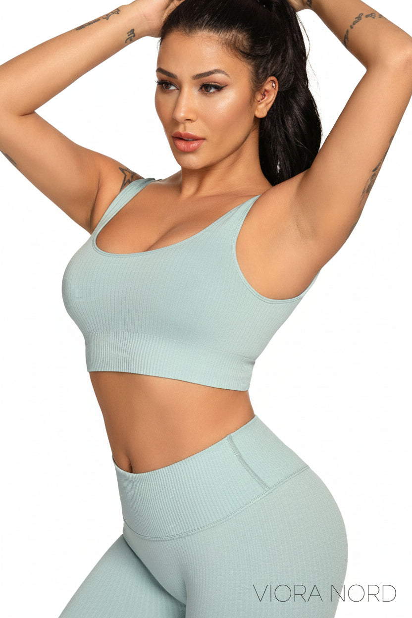 Ribbing Seamless Yoga Sets Fitness Sports Set Tank Crop Top Pants Tracksuit For Women Push Up Work Out Gym  Sportswear Outfits-7