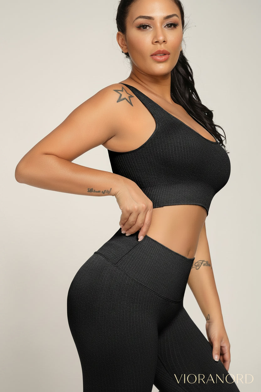 Ribbing Seamless Yoga Sets Fitness Sports Set Tank Crop Top Pants Tracksuit For Women Push Up Work Out Gym  Sportswear Outfits-9
