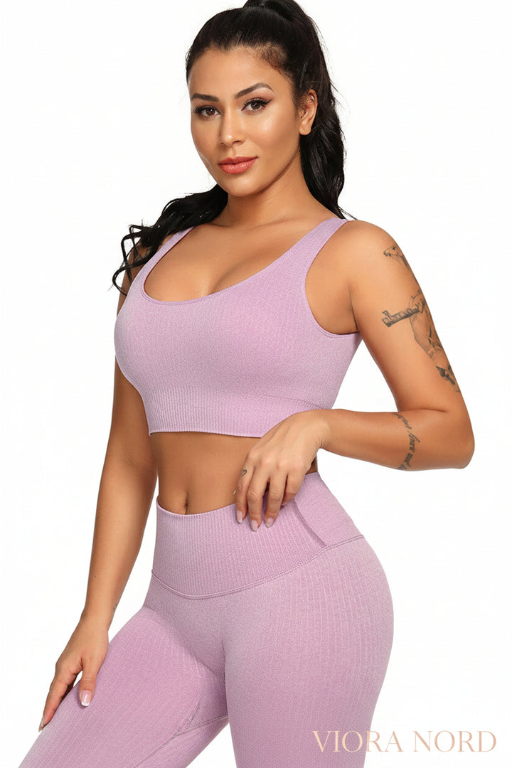 Ribbing Seamless Yoga Sets Fitness Sports Set Tank Crop Top Pants Tracksuit For Women Push Up Work Out Gym  Sportswear Outfits-5