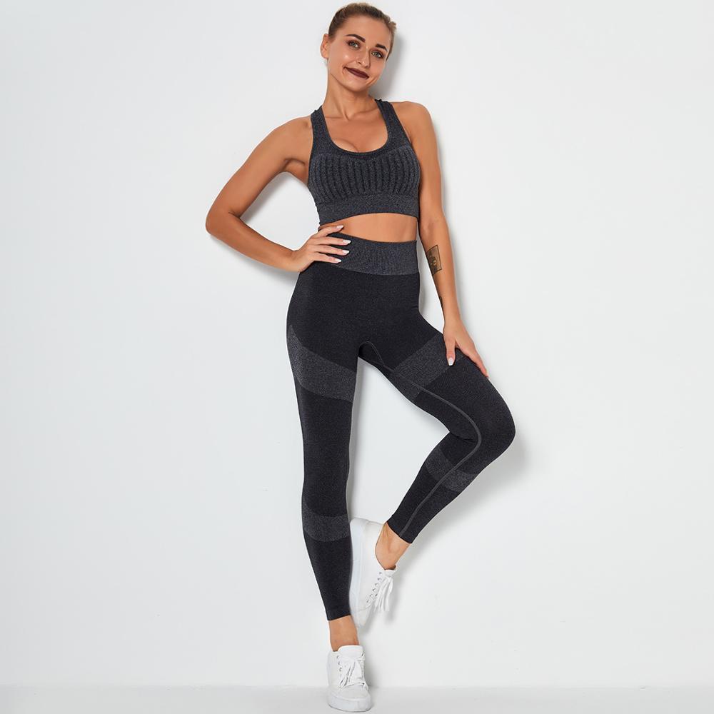 Seamless Yoga Fitness Set Women Sportswear Tank Bra Crop Top Leggings Pants Workout Clothes Gym Clothing 2 Piece Yoga Tracksuit-0