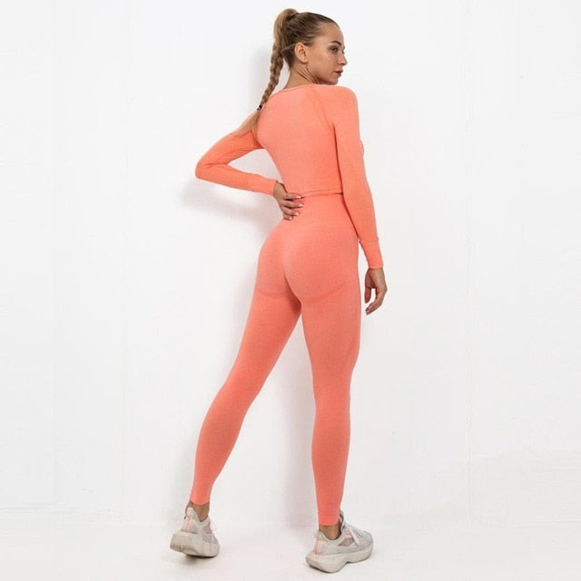 Autumn Yoga set Women Gym Clothes Seamless Fitness Sportswear Tracksuit Long Sleeve Shirts Leggings Workout Clothing Outfits-7