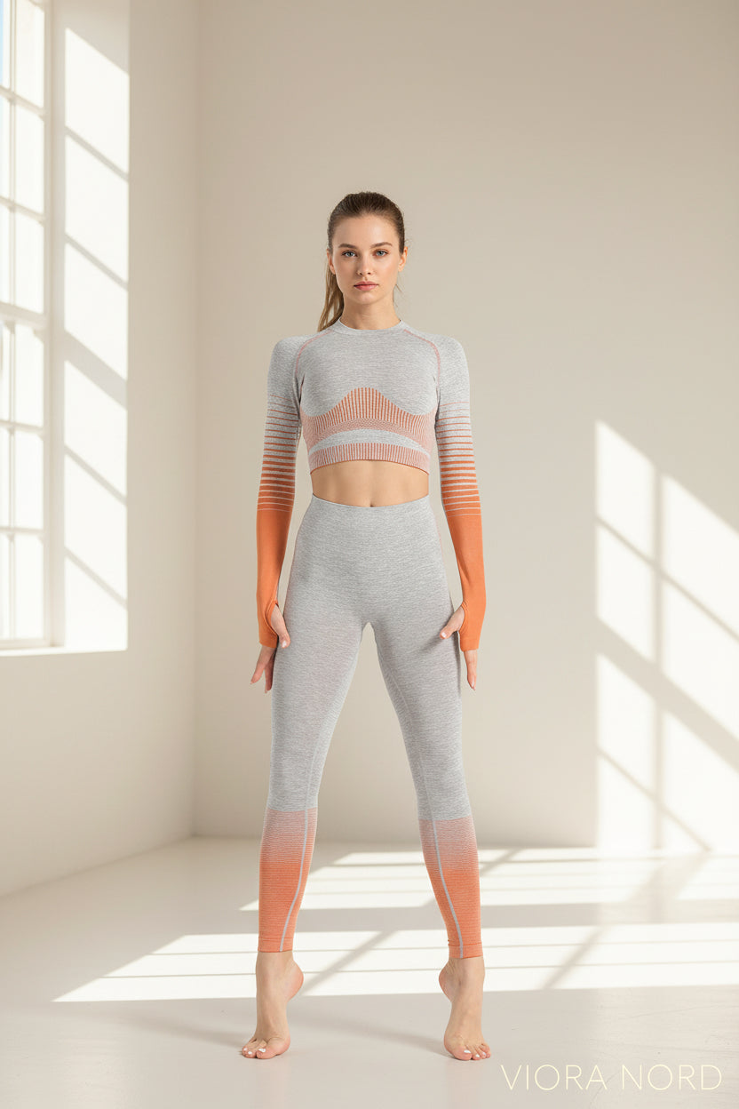 Seamless Women Yoga Set Long Sleeve Top Shirts High Waist Belly Control Sport Leggings Tights Gym Clothes Seamless Sport Suit-1