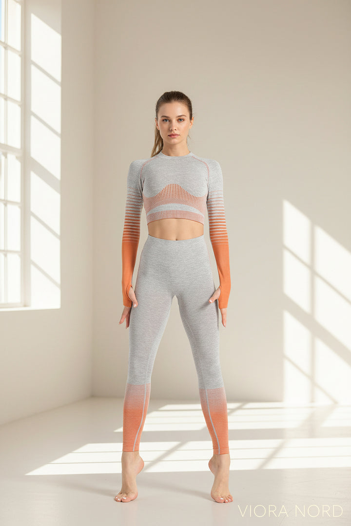 Seamless Women Yoga Set Long Sleeve Top Shirts High Waist Belly Control Sport Leggings Tights Gym Clothes Seamless Sport Suit-1