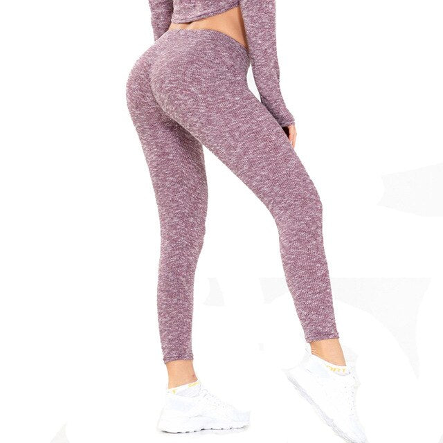 Gym Yoga Leggings Drawstring High Elastic Slim Pants Fitness Sportswear Seamless Running Workout Training Energy Tracksuit-5