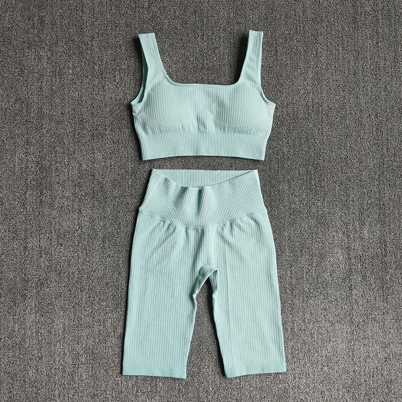 Seamless Women Yoga Set Sports Bra Sports Shorts Fitness Wear Outfit 2 Piece Gym Yoga Sets Workout Suits-1