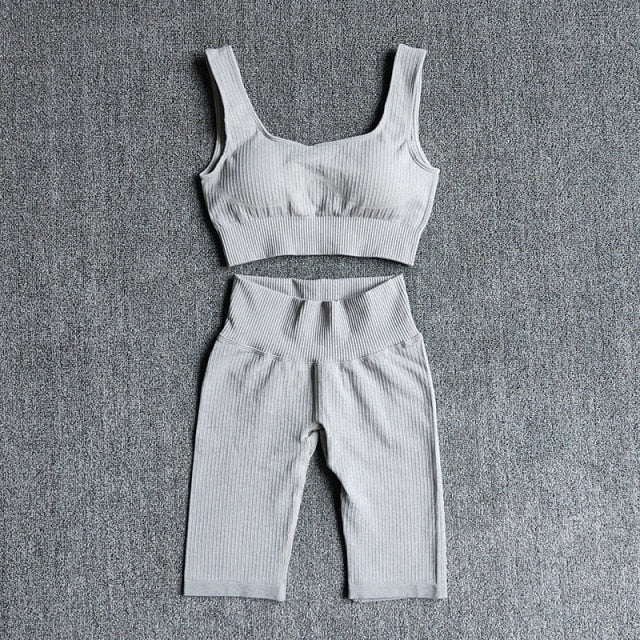 Seamless Women Yoga Set Sports Bra Sports Shorts Fitness Wear Outfit 2 Piece Gym Yoga Sets Workout Suits-6