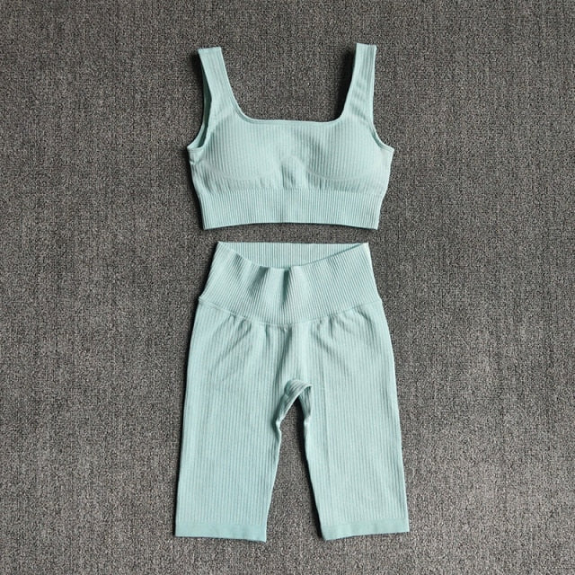 Seamless Women Yoga Set Sports Bra Sports Shorts Fitness Wear Outfit 2 Piece Gym Yoga Sets Workout Suits-13