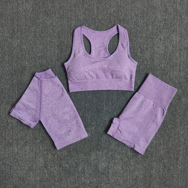 2/3/5PCS Seamless Women Yoga Set Workout Sportswear Gym Clothing Fitness Long Sleeve Crop Top High Waist Leggings Sports Suits-24
