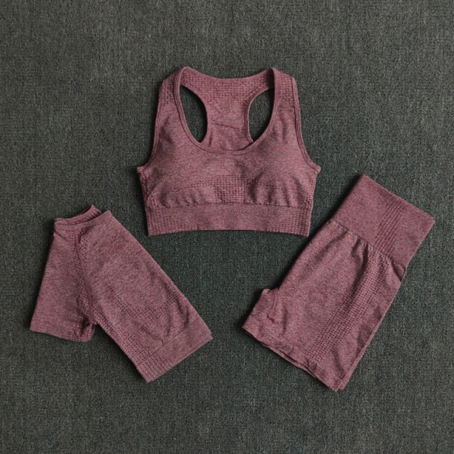 2/3/5PCS Seamless Women Yoga Set Workout Sportswear Gym Clothing Fitness Long Sleeve Crop Top High Waist Leggings Sports Suits-20