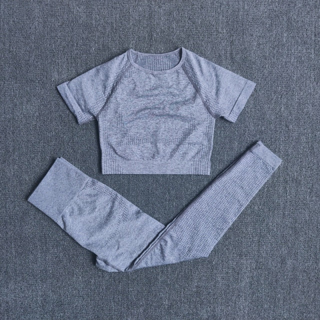 2/3/5PCS Seamless Women Yoga Set Workout Sportswear Gym Clothing Fitness Long Sleeve Crop Top High Waist Leggings Sports Suits-19