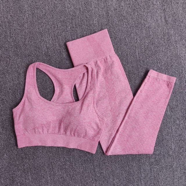 2/3/5PCS Seamless Women Yoga Set Workout Sportswear Gym Clothing Fitness Long Sleeve Crop Top High Waist Leggings Sports Suits-36