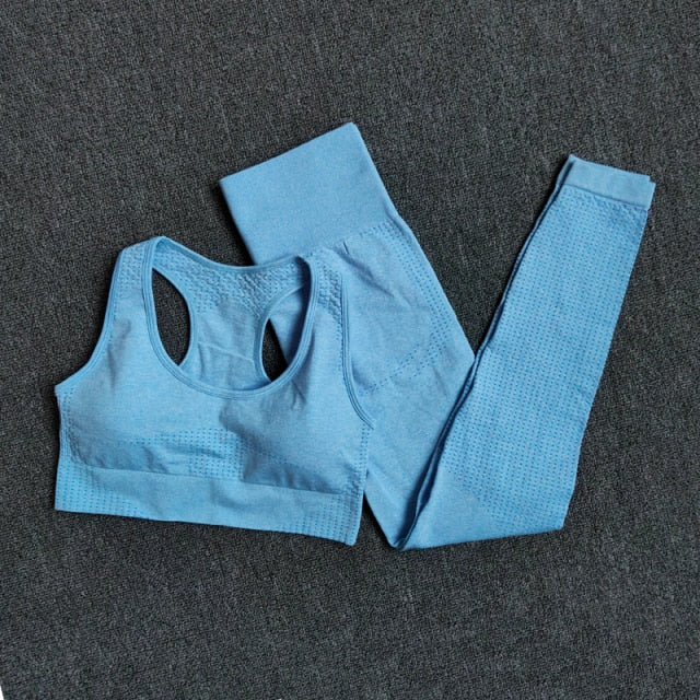 2/3/5PCS Seamless Women Yoga Set Workout Sportswear Gym Clothing Fitness Long Sleeve Crop Top High Waist Leggings Sports Suits-32